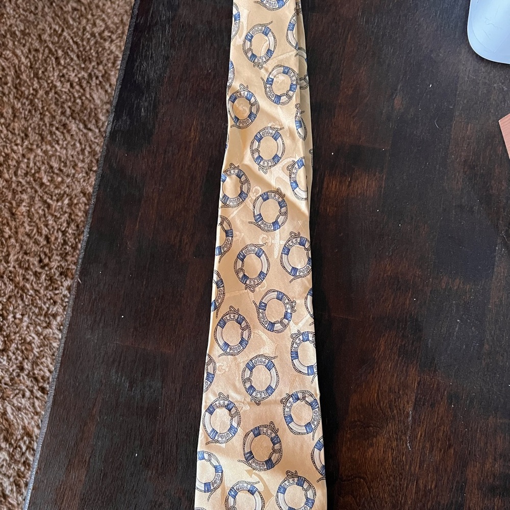 Polo Ralph Lauren Nautical Themed Silk Tie Lifesaver Sailing Yachting Theme VTG